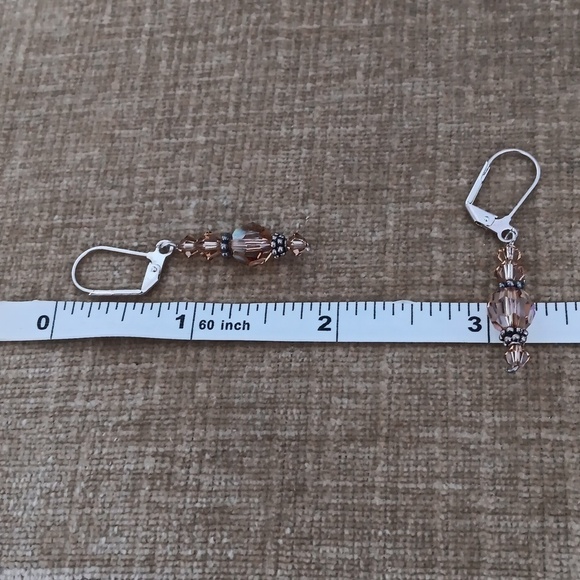 Silver Tone Leverback Beaded Earrings - Picture 3 of 6